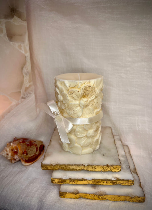 Vela Floral Dorada