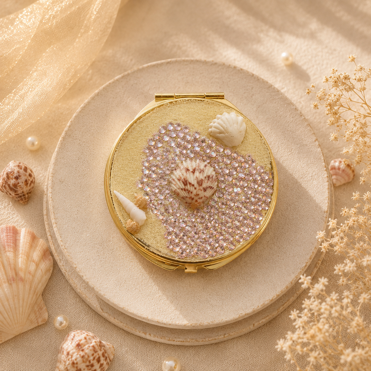 Pink Shell Compact Mirror