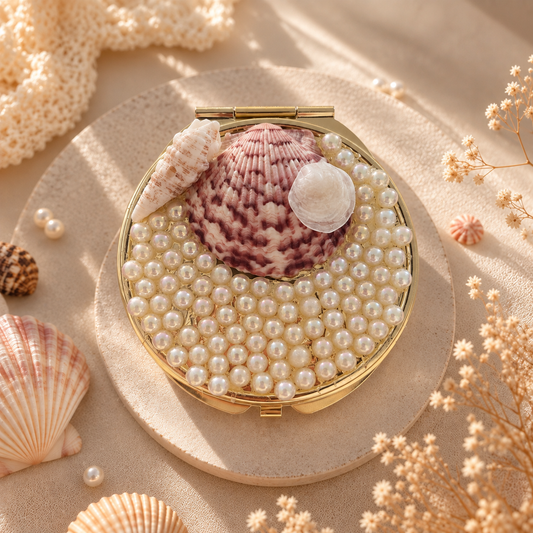 Rose Seashell Compact Mirror