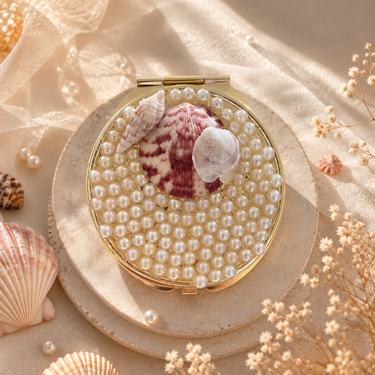 Blush Seashell Compact Mirror
